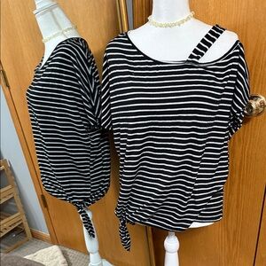 Chic Striped Women's Top with Tie Detail
